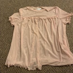 Pink mesh shirt with frills